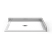 48 inch square double entry curbless shower pan with center drain for accessible bathrooms