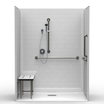 ADA Shower | 63 x 37 | Rear Square Drain | Multi-Piece