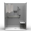 ADA Shower | 63 x 37 | One-Piece | Center Drain | Soap Niche