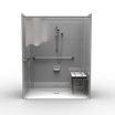 63 x 37 one-piece ADA shower with center drain, smooth walls and accessible low-threshold entry