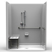 ADA Shower | 65 x 37 | 1-Piece | Center Drain | Smooth Walls