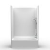 ADA compliant 60 x 30 bathtub shower combo with extra tall subway tile walls and multi-piece construction