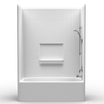 60 x 30 bathtub shower combo with 4-piece fiberglass construction and 8-inch tile pattern wall finish