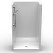 50 x 34 stand up shower with one-piece smooth wall design and reveal flange