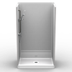 Best Bath 48 x 32 multi-piece shower stall with subway tile pattern and 4-inch curb