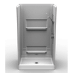 48 x 36 curbed shower stall with multi-piece subway tile walls and center drain