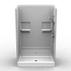 54 x 36 curbed shower stall with multi-piece design and subway tile wall pattern