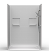 Five-piece 60 x 36 walk-in shower kit with low beveled threshold and white fiberglass walls