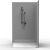 48 x 48 multi-piece corner shower stall with right wing wall, low threshold and center drain