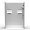 60 x 36 roll-in shower with smooth walls, barrier-free entry and center drain
