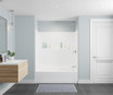 60 x 42 single-piece tub shower combo with smooth white walls and slip-resistant bathtub floor