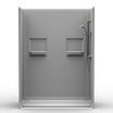 60 x 32 accessible shower stall with front trench drain and subway tile walls