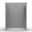 Barrier-free 60 x 32 walk-in shower with subway tile finish and trench drain