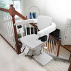 Bruno Elan SRE-5000 indoor stairlift showcasing compact construction, comfortable seating, and reliable battery-powered performance for safe navigation of stairs in residential homes.