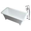 Stand-alone bathtub with a sleek design and a modern faucet, highlighting the Transolid brand's Pure Series