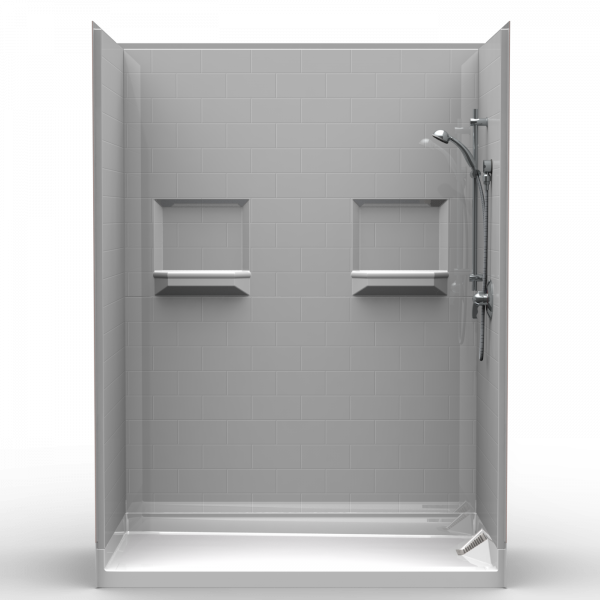 30 Inch Shower Curbed Shower Stall | 60 x 30 | Multi-Piece | Side Drain
