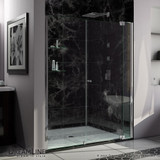 Frameless glass shower door with sleek design, set