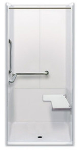 ADA Shower Stall with Seat & Center Drain | 40 x 40