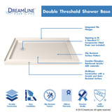 Double Threshold Shower Base | 48 x 34 | Left Drain | Biscuit