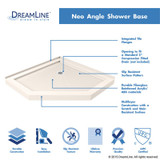 Neo Angle Shower Base | 38 x 38 | Corner Drain | Biscuit