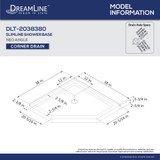 Neo Angle Shower Base | 38 x 38 | Corner Drain | Biscuit