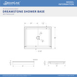 Solid Surface Shower Pan | 42 x 34 | White | Center Drain