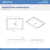 Solid Surface Shower Pan | 48 x 34 | White | Center Drain