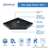 Neo Angle Shower Base | 40 x 40 | Corner Drain | Black