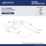 Double Threshold Shower Base | 54 x 36 | Left Drain | White