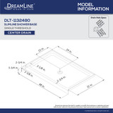 DreamLine Shower Base | 48 x 32 | Center Drain | Biscuit