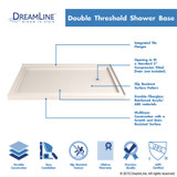Double Threshold Shower Base | 54 x 36 | Right Drain | Biscuit