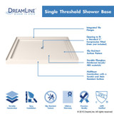 DreamLine Shower Base | 48 x 36 | Center Drain | Biscuit