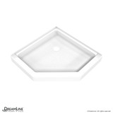 Neo-Angle shower base in white, 36 x 36 inches, with a corner drain, designed for easy cleaning and mold resistance