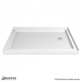 DreamLine SlimLine double threshold shower base in white, with a textured surface and right drain, dimensions 48 x 36 inches