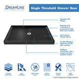 DreamLine Shower Base | 48 x 36 | Center Drain | Black