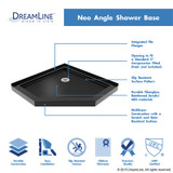 Neo Angle Shower Base | 36 x 36 | Corner Drain | Black