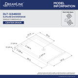 DreamLine Shower Base | 60 x 34 | Center Drain | White