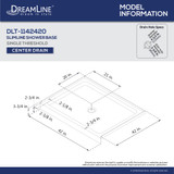 DreamLine Shower Base | 42 x 42 | Center Drain | White