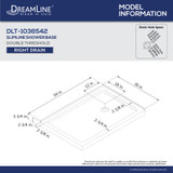 Double Threshold Shower Base | 54 x 36 | Right Drain | Black