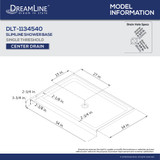 DreamLine Shower Base | 54 x 34 | Center Drain | Biscuit