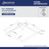 DreamLine Shower Base | 42 x 42 | Double Threshold | White