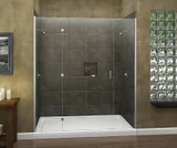 72 inch by 48 inch shower pan with back center drain, 6 inch threshold, and high gloss acrylic finish