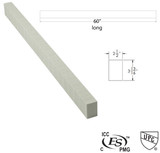60-inch long foam shower curb for tile shower pan, with dimensions of 2.5 x 3.16 inches