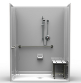 ADA Shower | 63 x 31 | Center Drain | Multi-Piece | Smooth
