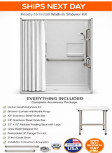 60×30 Roll-In Curbless Shower Kit | Complete Accessible Shower System – Ships Next Day