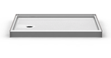 Curbed shower pan, 60 x 38 inches, with a 4-inch threshold and center drain