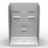 Curbed Stand Up Shower | 60 x 48 | Multi-Piece | 8" Tile Pattern