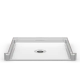 ADA compliant shower base, 40 x 38 inches, roll-in design, with a trench drain