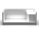 Shower base with molded seat, 60 x 30 size, left/right drain, 5-inch curb