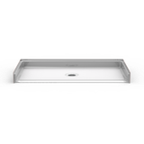 Barrier-free shower pan, 54 x 36 inches, with a center drain and a sleek, modern design